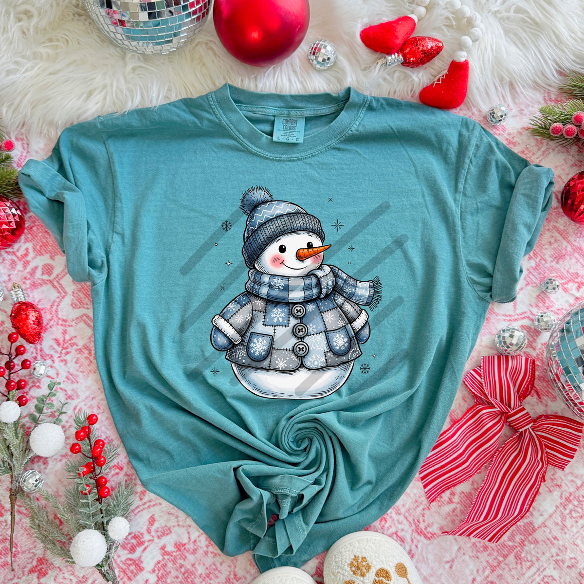 Blue snowman DTF Transfer