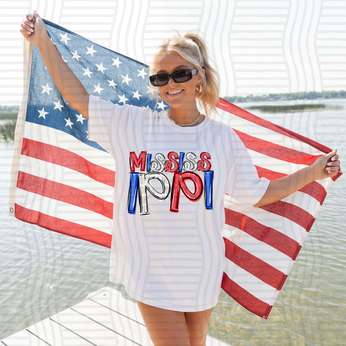 mississippi patriotic rwb states messy (caplinger) DTF Transfer