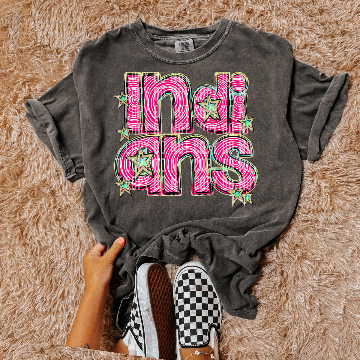 INDIANS pink swirl (Caplinger) DTF transfer