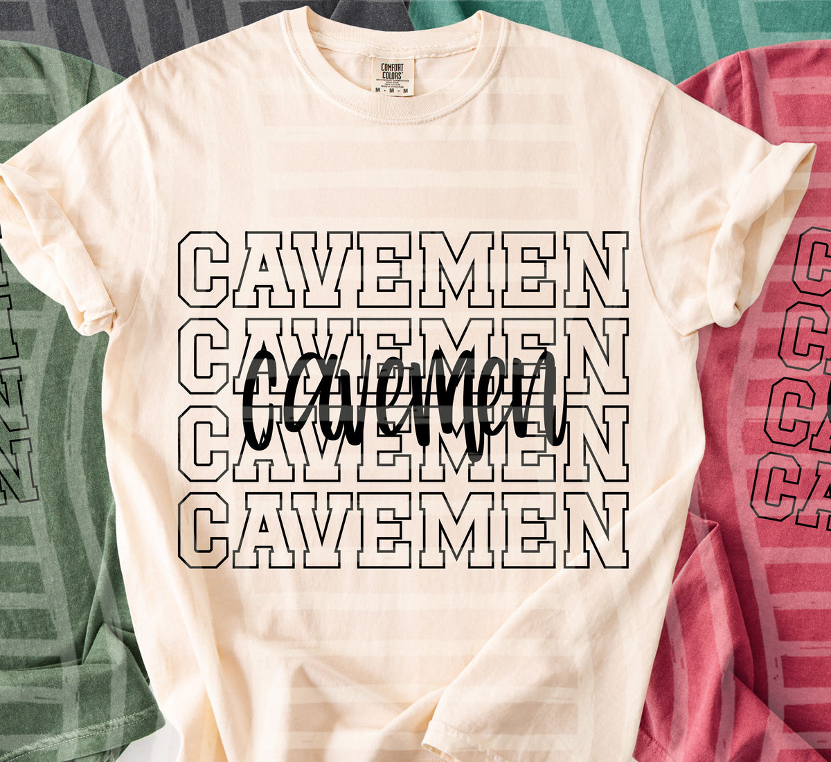 cavemen simple stacked outlines (Caplinger) DTF Transfer
