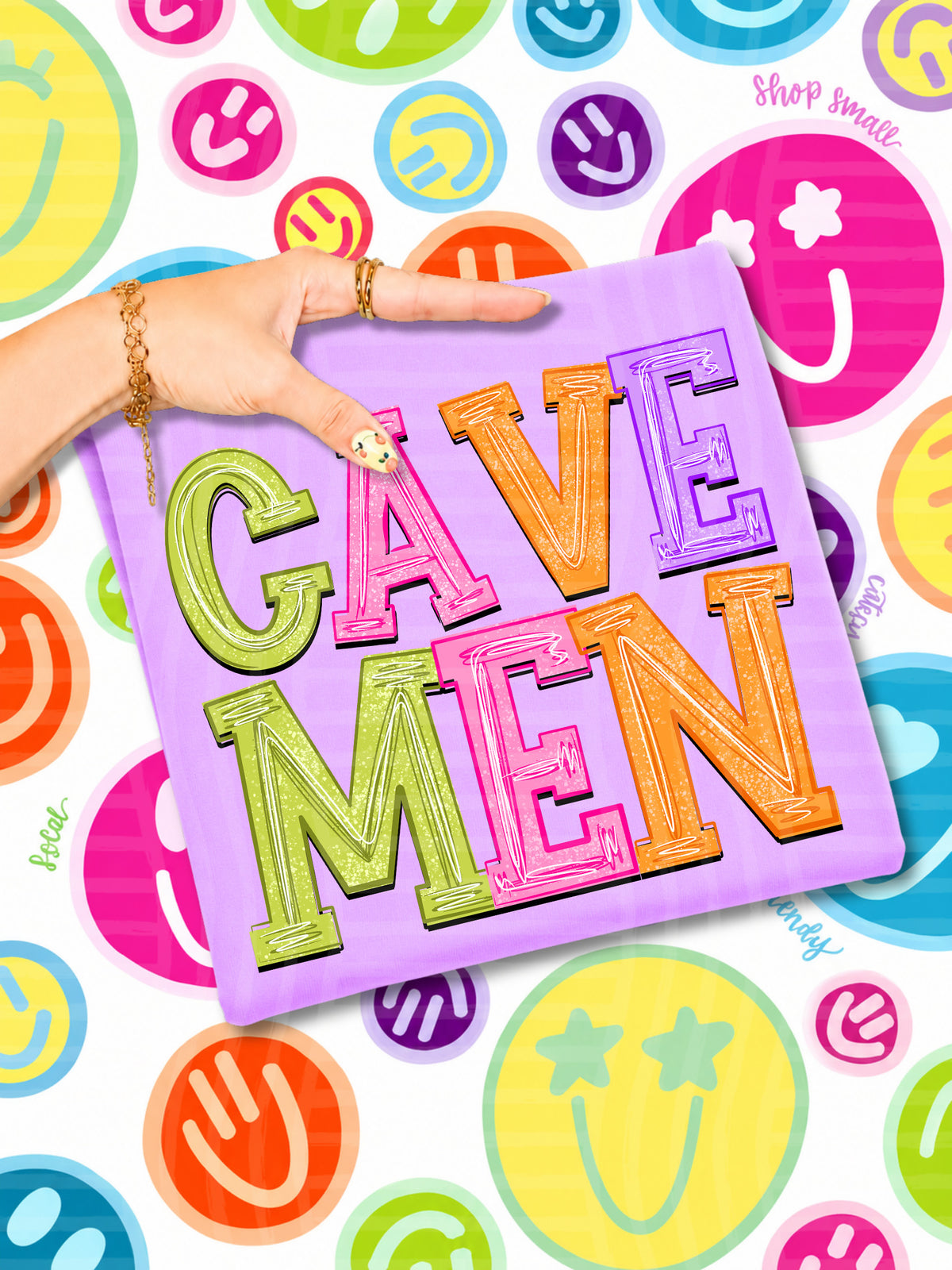 cavemen simply colorful stacked (Caplinger) DTF Transfer