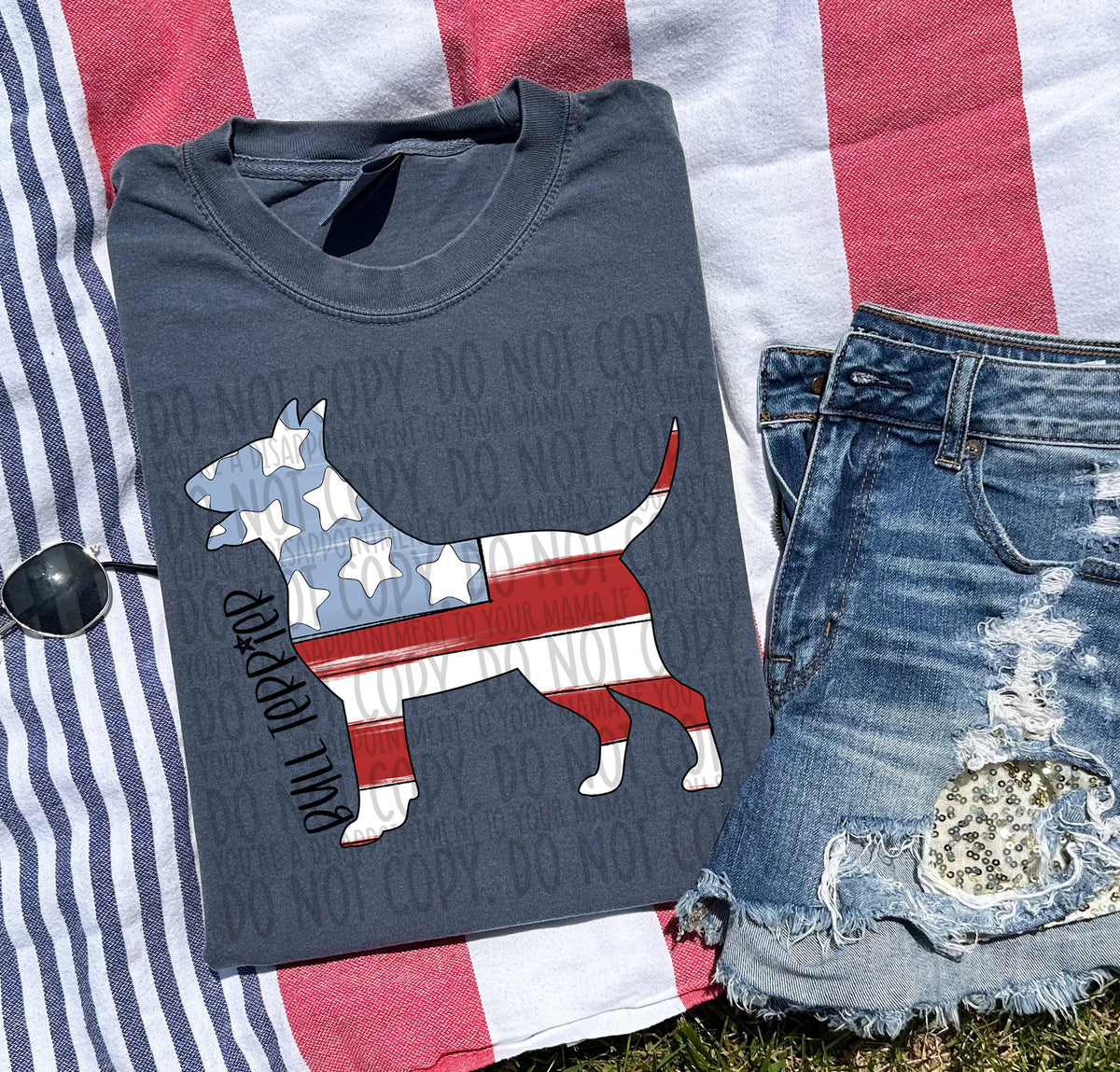 BULL TERRIER patriotic black (SWD) DTF transfer