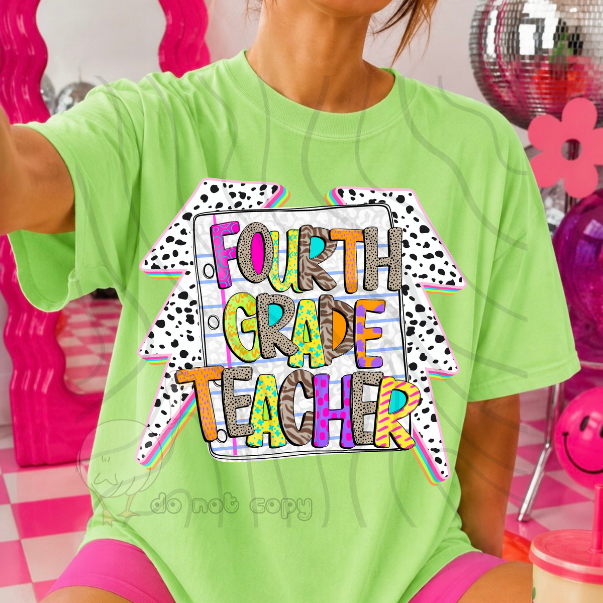 Fourth grade teacher dalmatian lightning bolts (DKD) DTF transfer