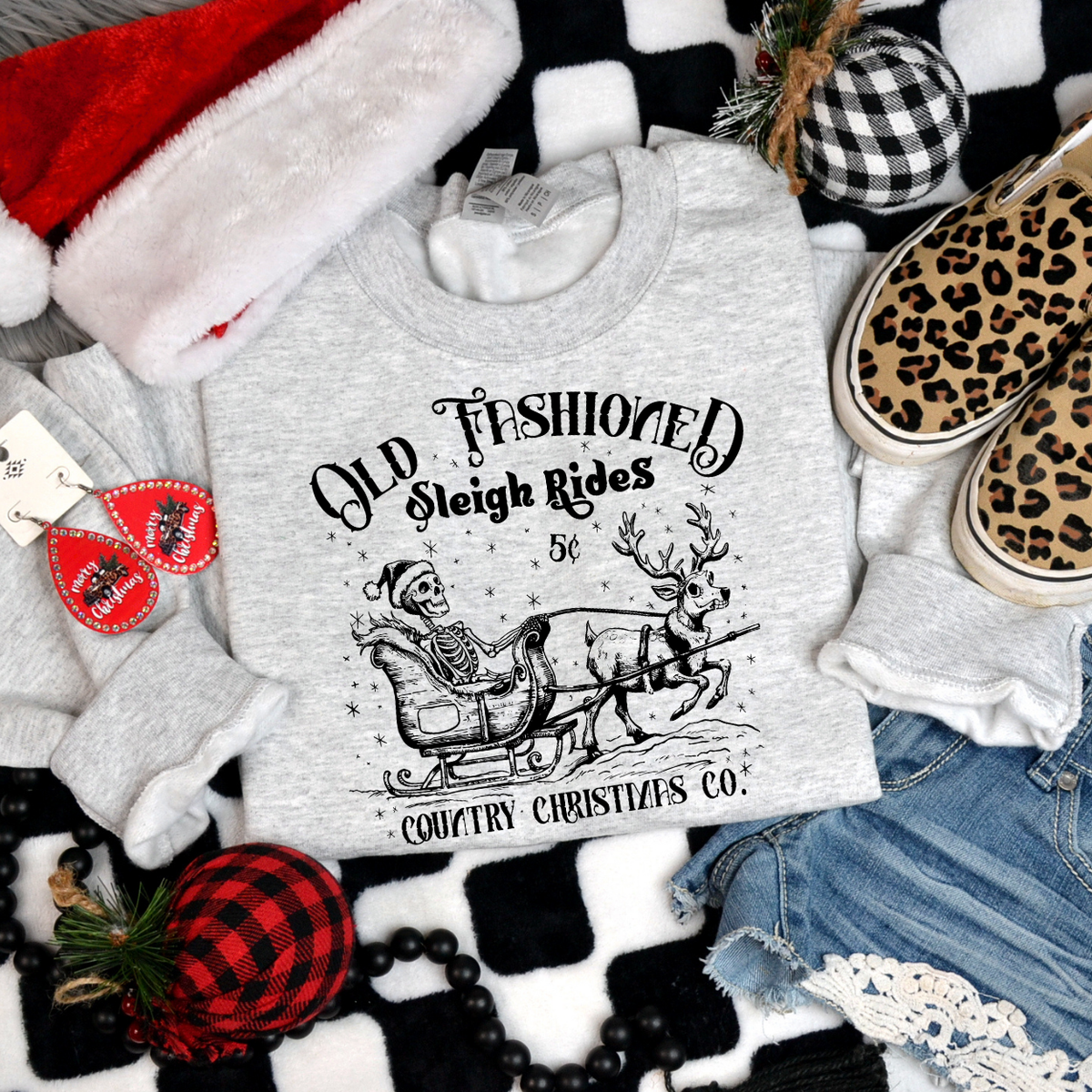 Old Fashioned Sleigh Rides (BLACK) 68345 DTF Transfer