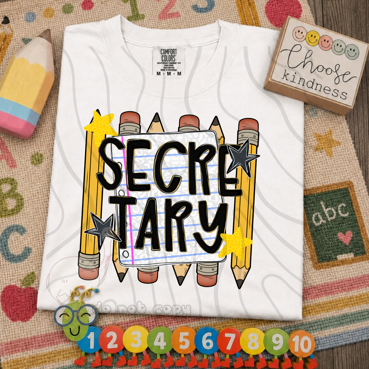 Secretary pencil and stars (DKD) DTF transfer