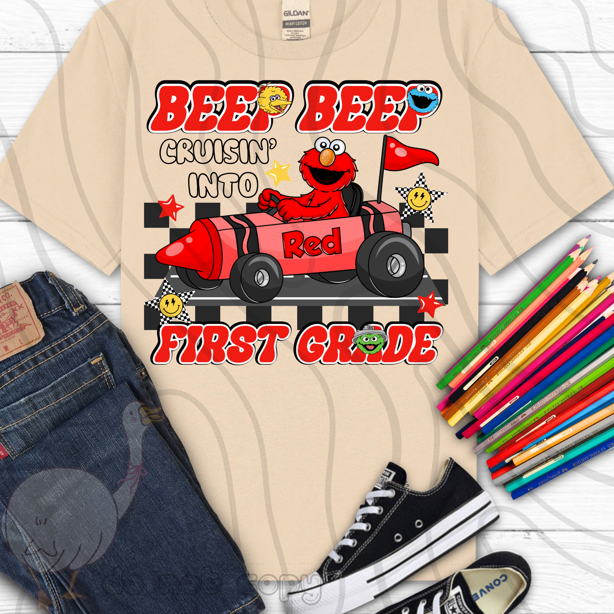 Beep beep red first grade (DKD) DTF Transfer