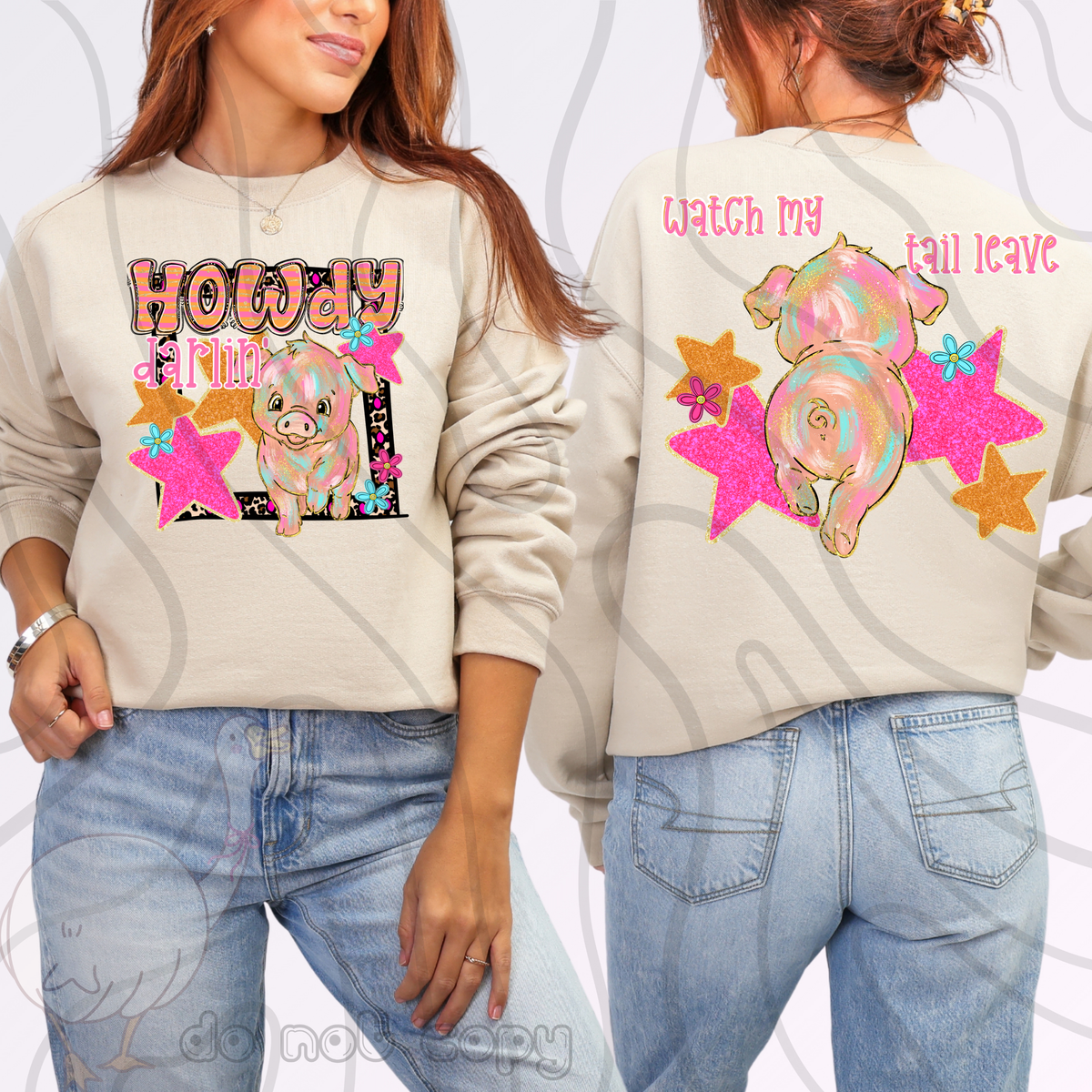 Howdy darlin' pig (FRONT ONLY) (DKD) DTF Transfer