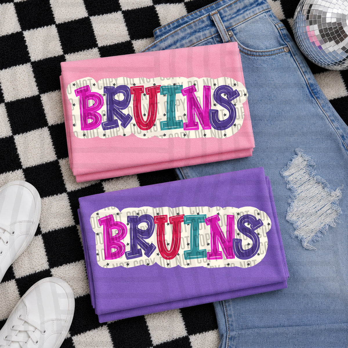 bruins bubble around letters with small stars (Caplinger) DTF Transfer