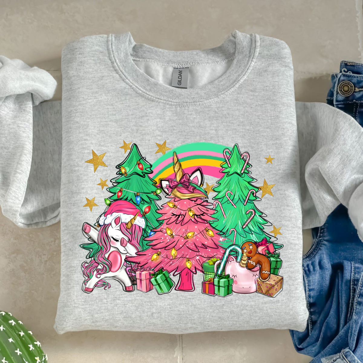 Unicorn Christmas Trees-38756-DTF transfer