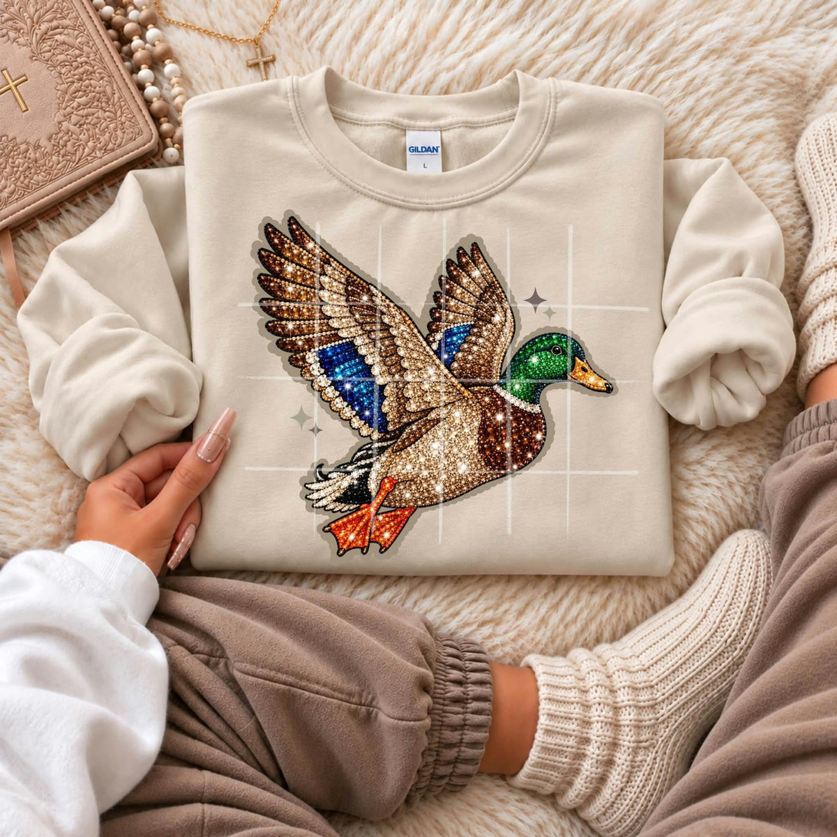 Rhinestone mallard duck (TDC) DTF Transfer
