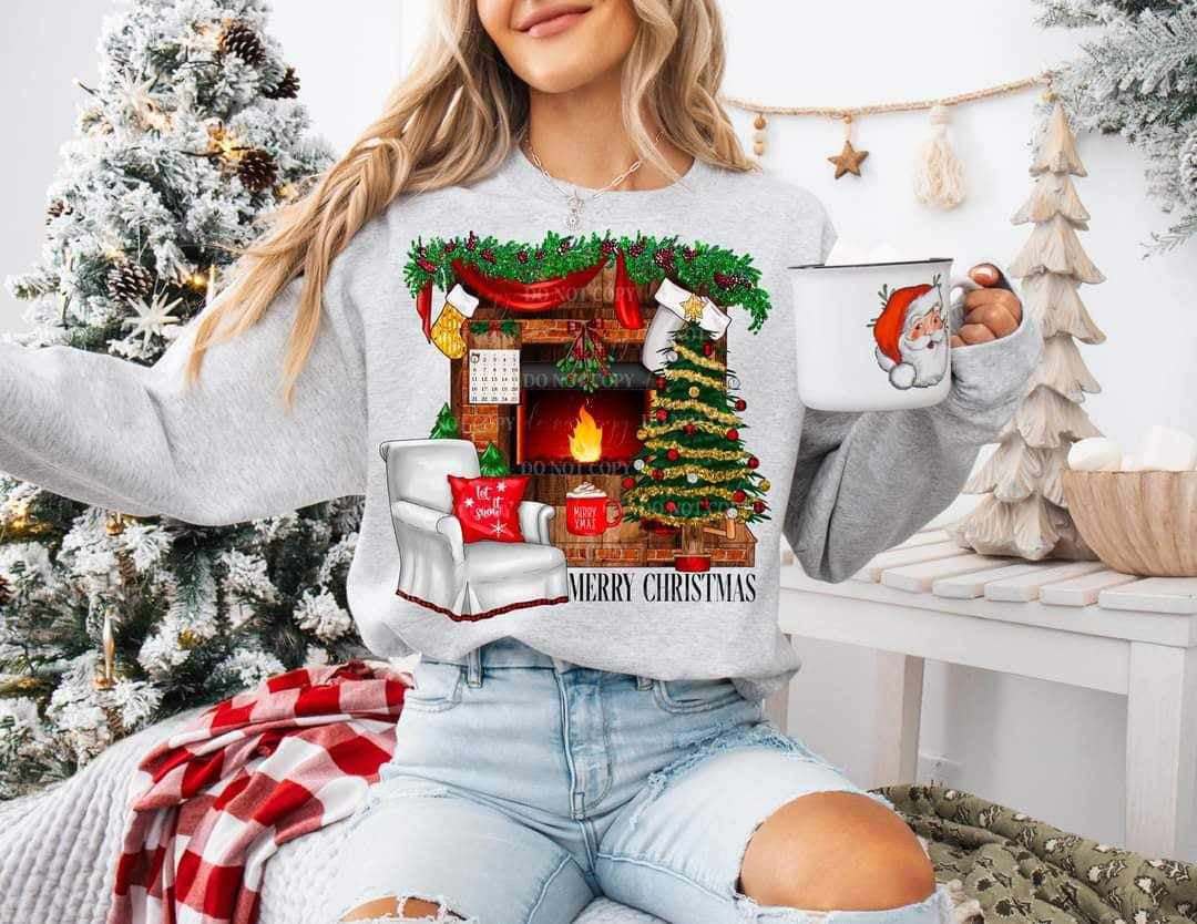 Merry Christmas fireplace  (LYTTLE) 67868 DTF transfer