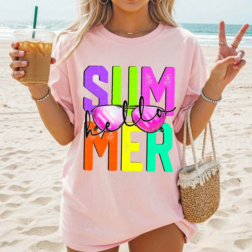 Hello Summer sunglasses Sunday Special DTF transfer