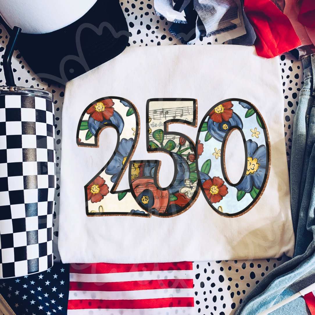 250 patriotic floral (Vehement) dtf transfer