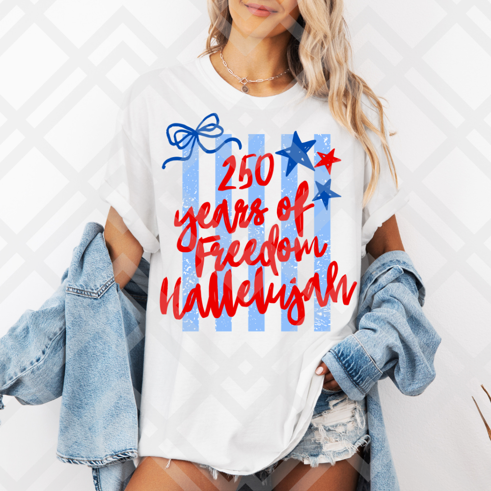 250 years of freedom hallelujah BLUE bow (Parker) DTF
