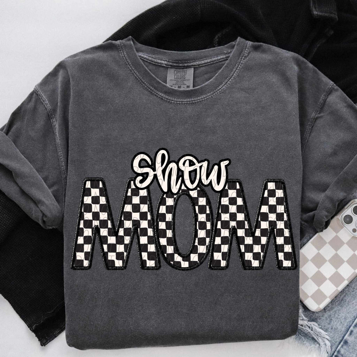 Show mom checkered city DTF transfer