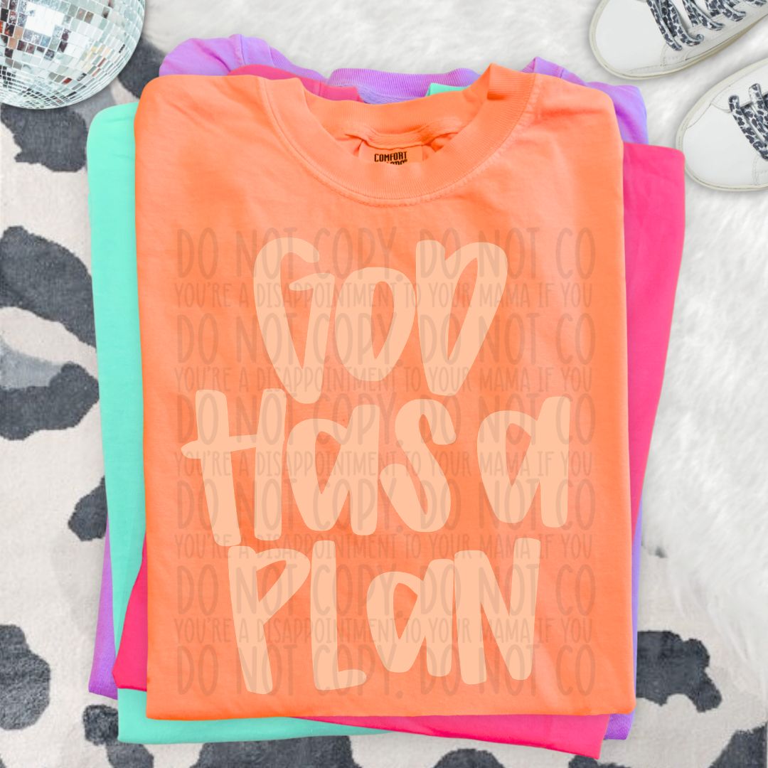 God has a plan ORANGE (SWD) DTF Transfer
