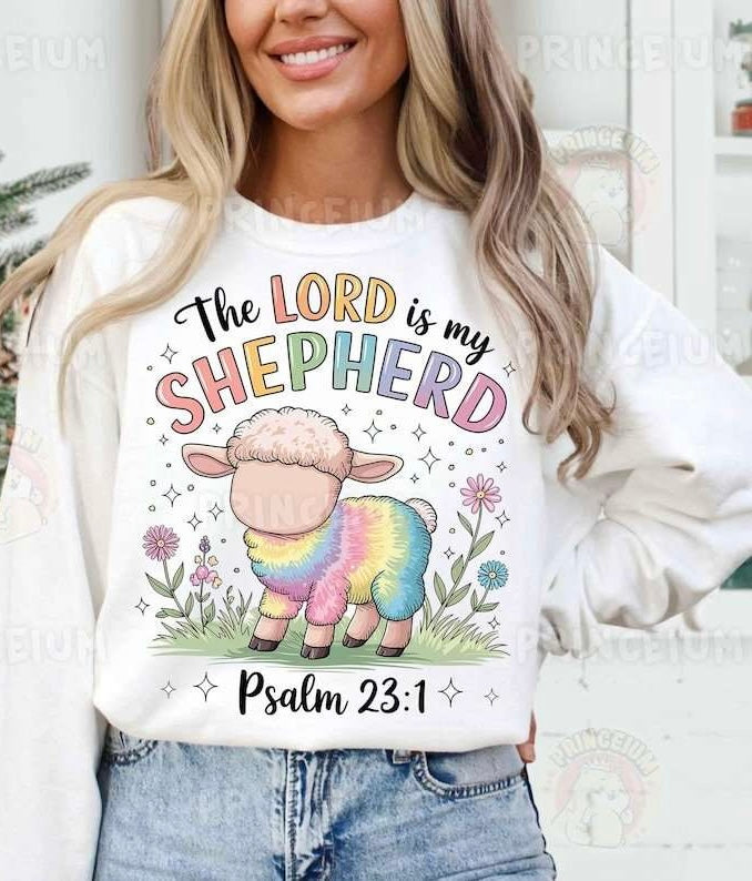 The lord is my shepherd rainbow font 84344 DTF transfer