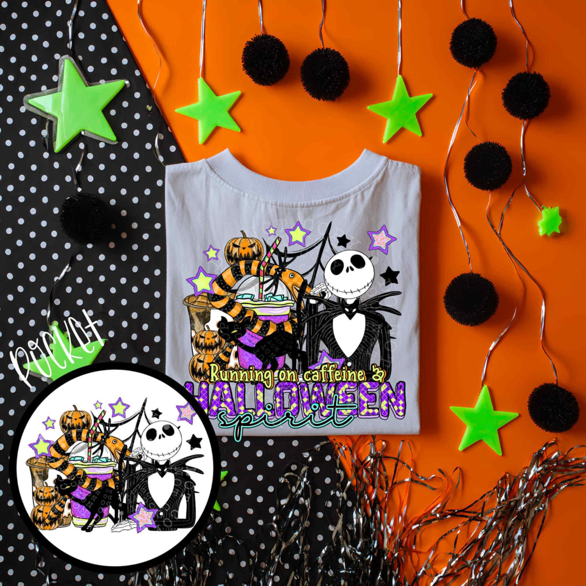 Running on caffeine & Halloween spirit BACK 109128 DTF transfer