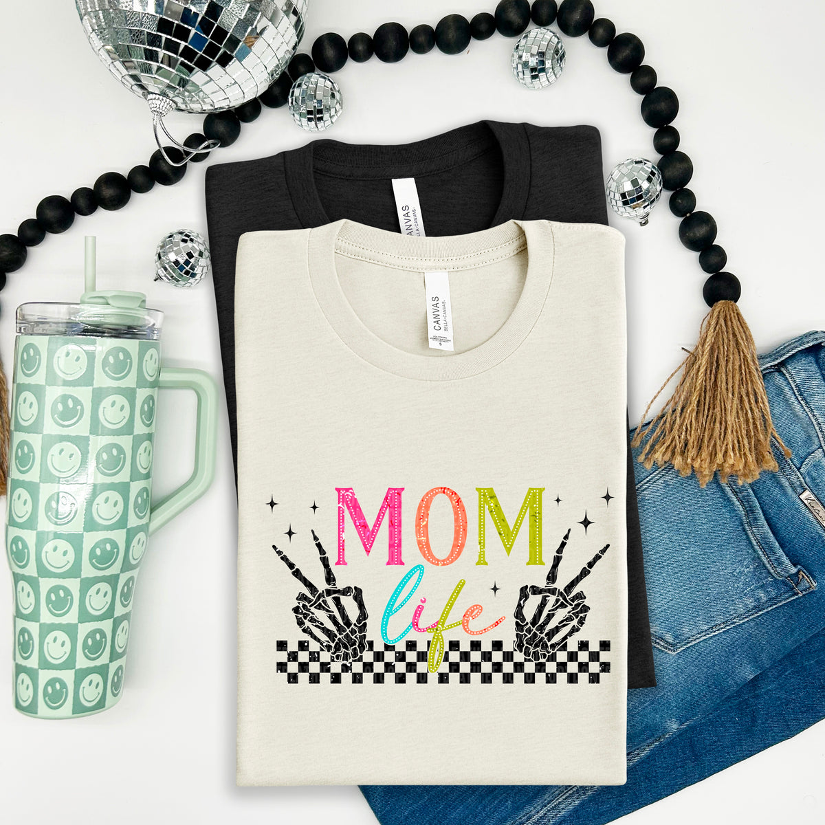 Mom life checkered BLACK 100094 DTF transfer