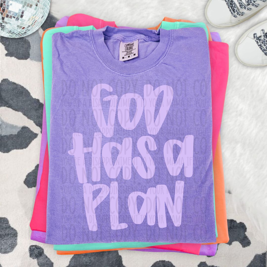 God has a plan PURPLE (SWD) DTF Transfer
