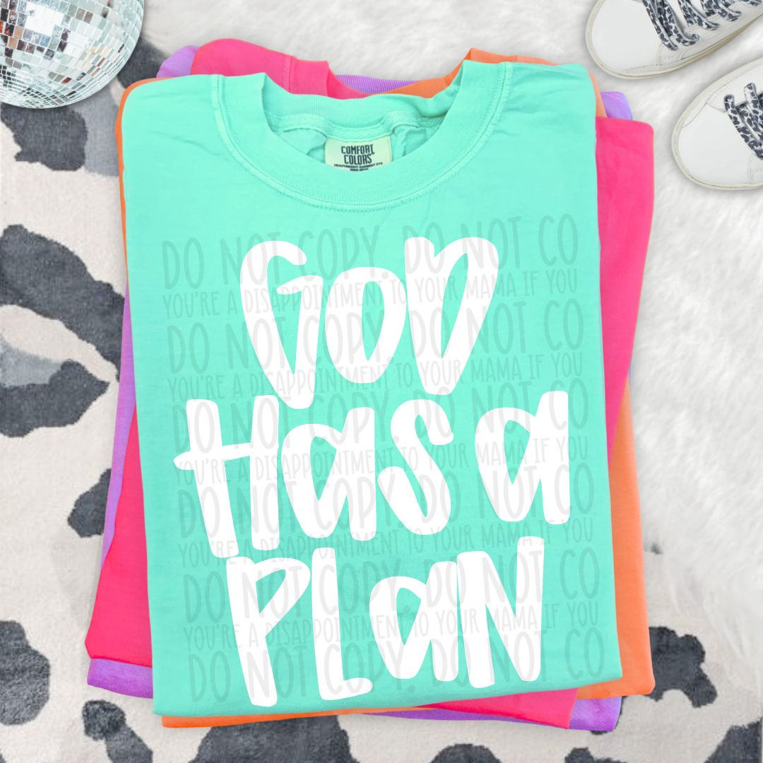 God has a plan WHITE (SWD) DTF Transfer