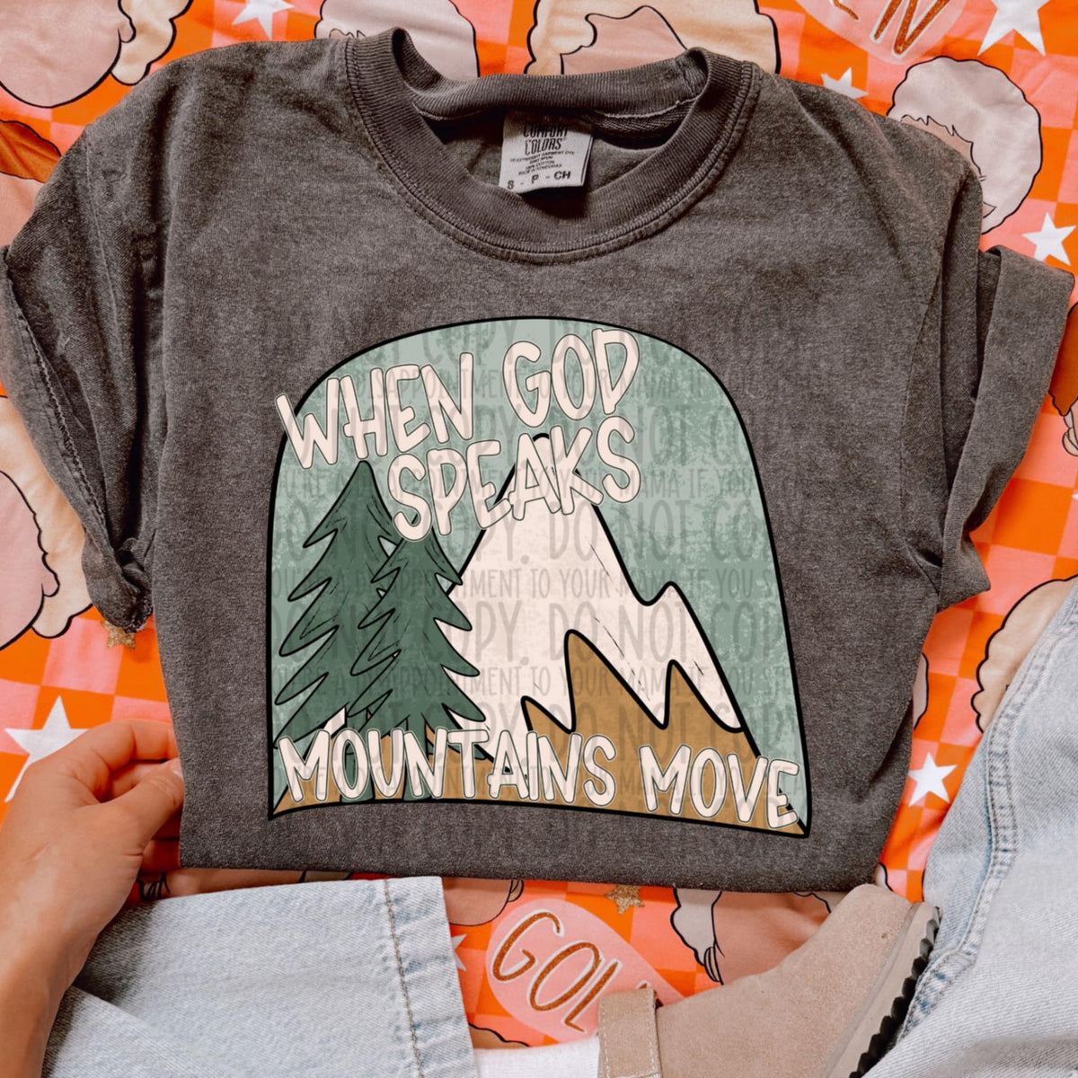 Where god speaks mountains move (SWD) 99639 DTF transfer