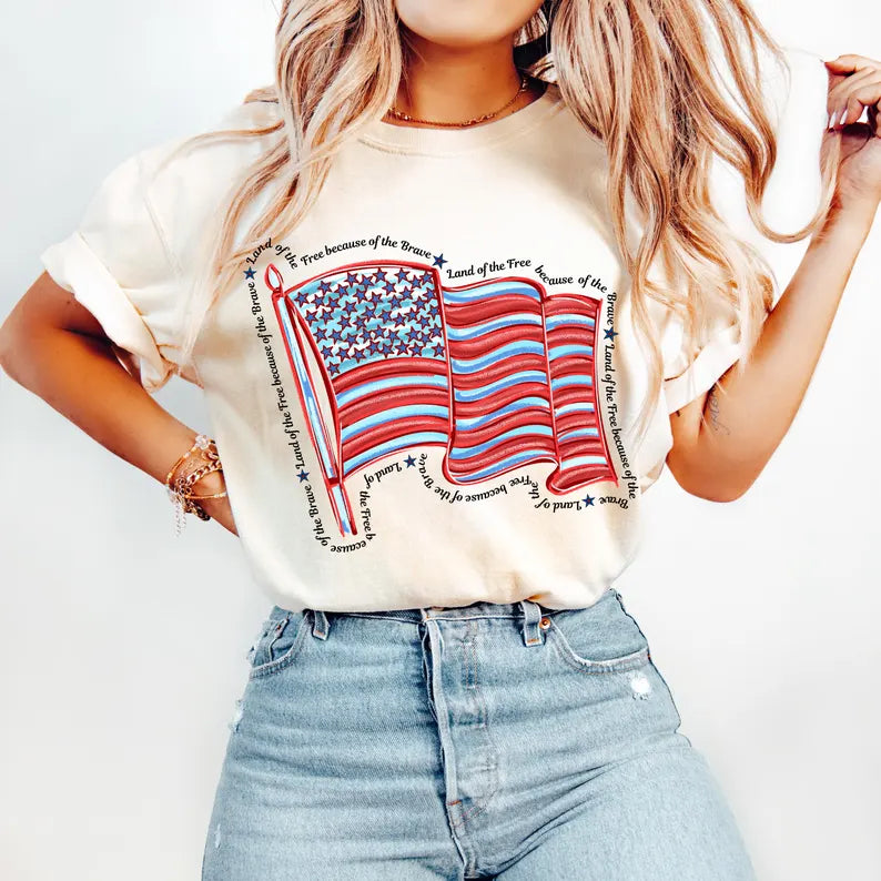 Free because of the brave flag 94720 DTF transfer