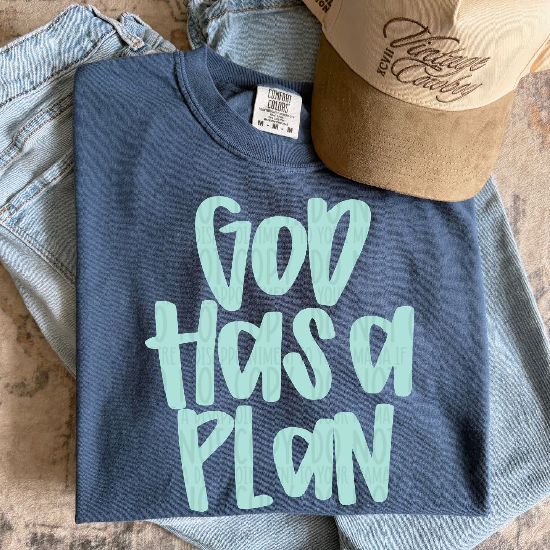 God has a plan TEAL (SWD) DTF Transfer