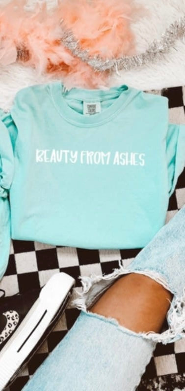 Beauty from ashes white font 95118 DTF transfer