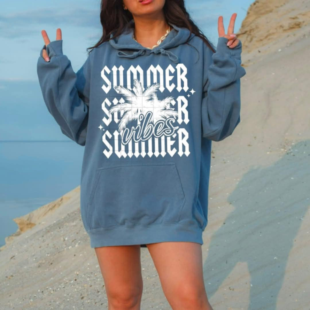Summer vibes white font stacked (CSC) 98976 DTF transfer