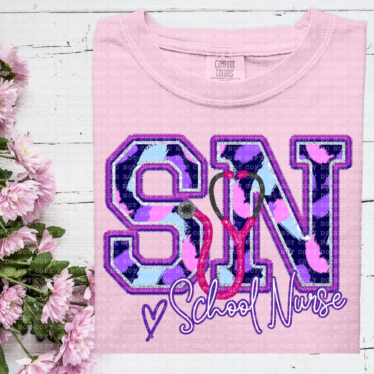 SN school nurse purple brushstrokes (ECHT) 93973 DTF transfer