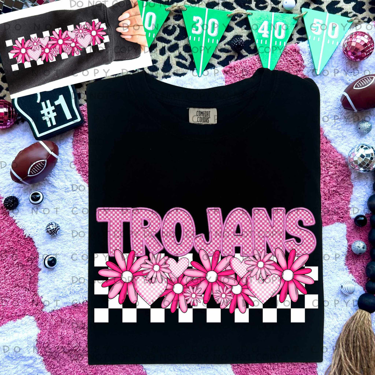 Trojans pink checkered (caplinger) 77846 DTF transfer