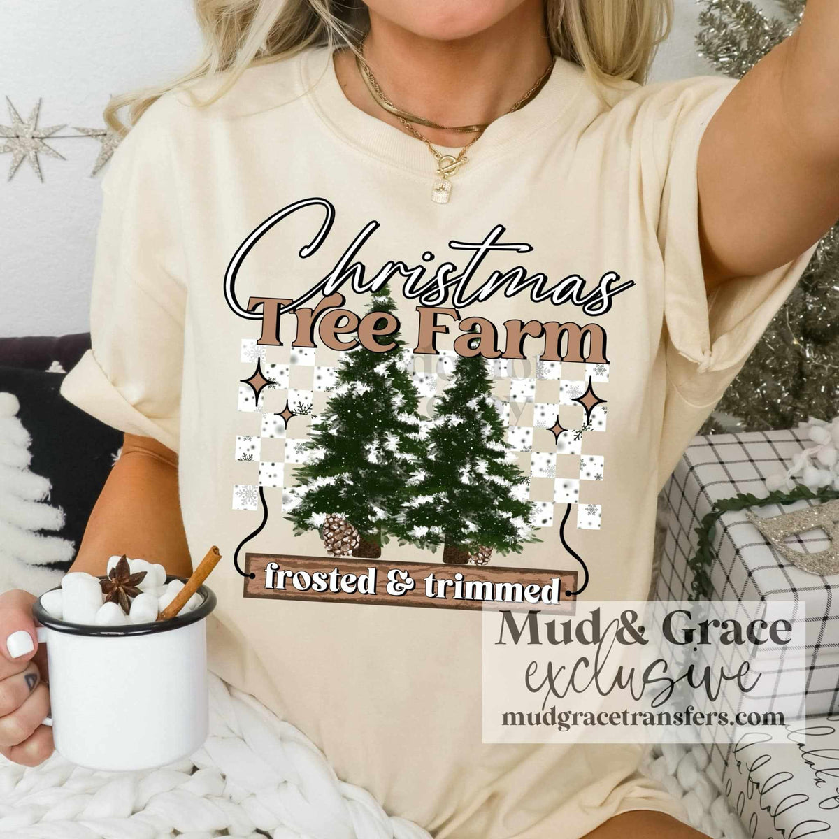 Christmas tree farm frosted & trimmed 53393 DTF transfers