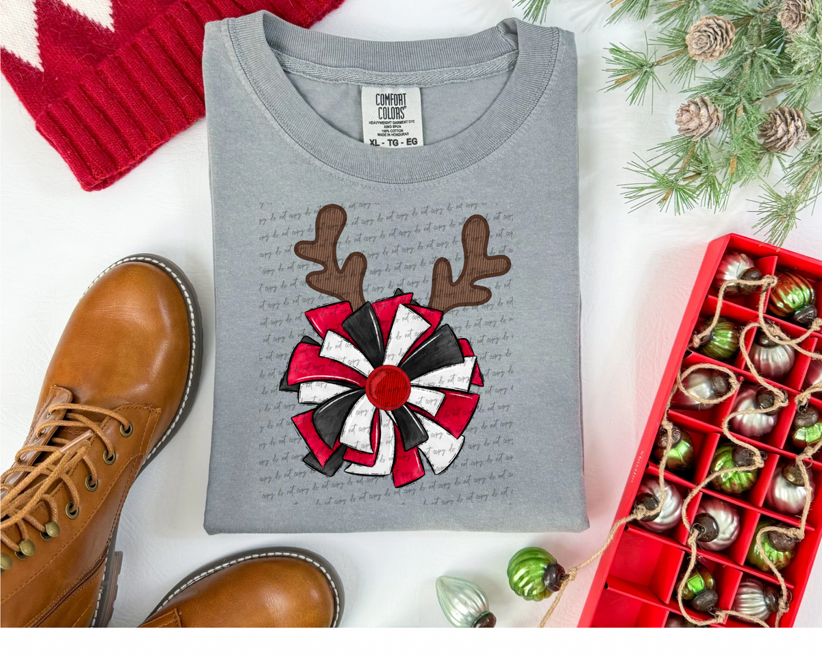 Cheer pom Red Reindeer 30399 DTF transfers