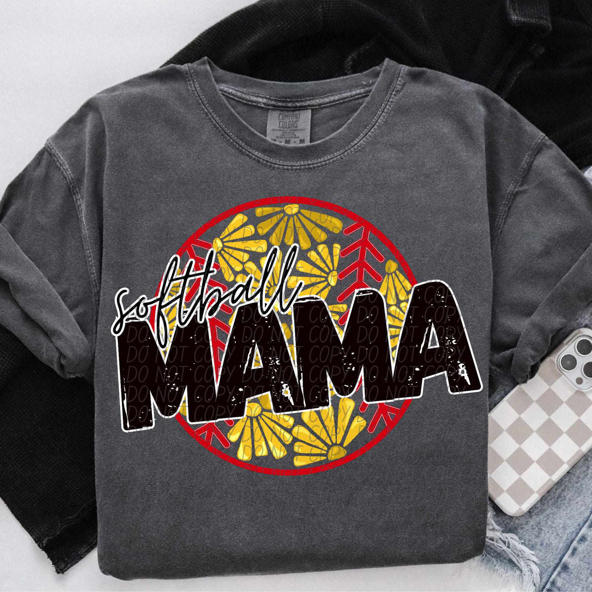 Softball mama floral ball (CITY) 84986 DTF transfer