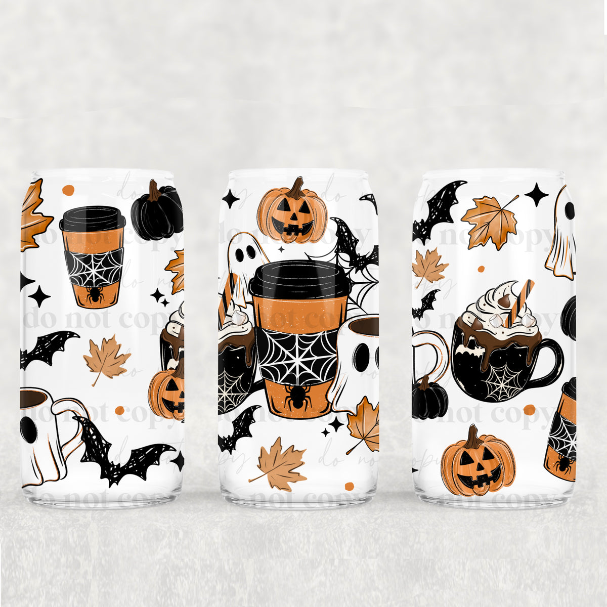 Halloween coffees with ghosts (CSC) UV DTF Transfer
