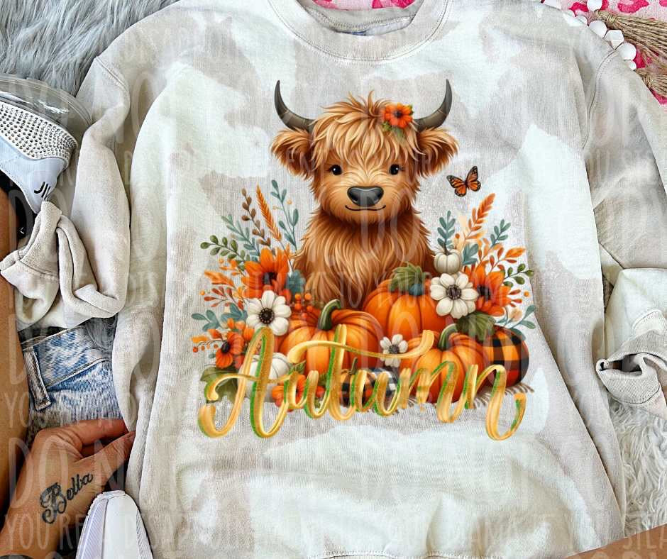 Autumn shaggy cow (vintage) 53785 DTF transfer
