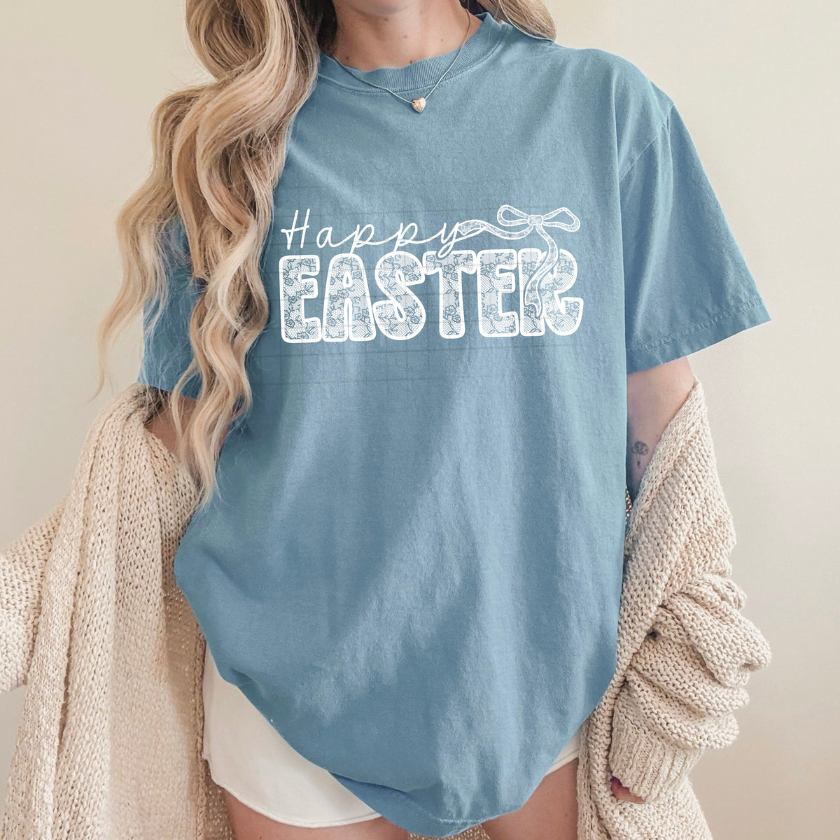 Happy Easter white lace (CSC) DTF Transfer
