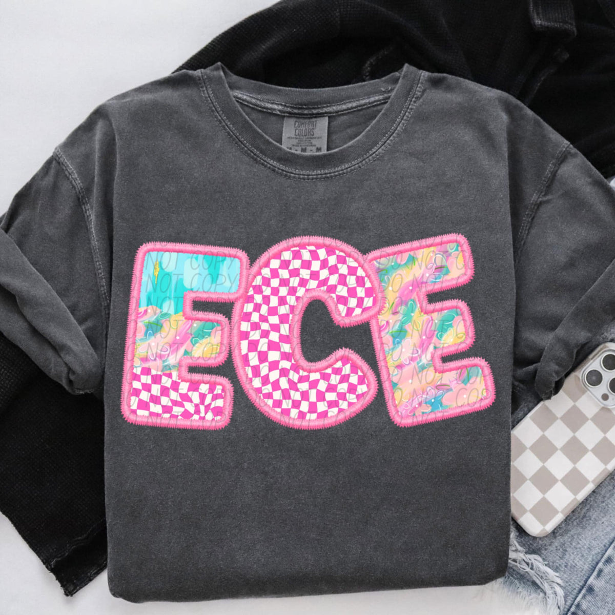 ECE pink checkered (CITY) 97101 DTF transfer