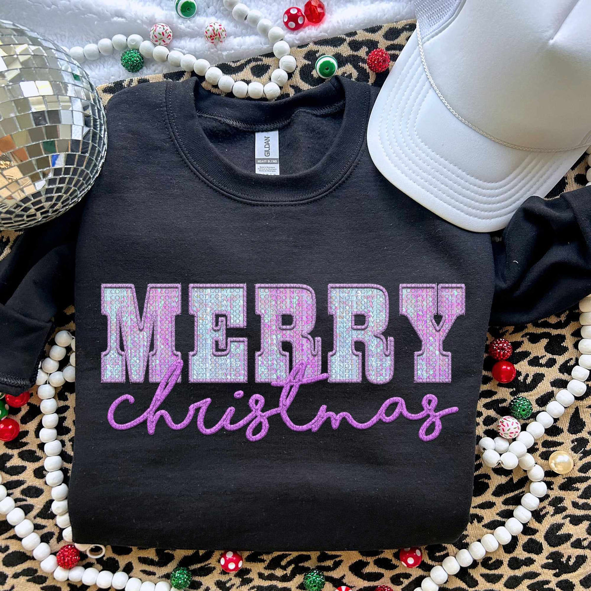 Merry Christmas blue and purple marble (HW) 70151 DTF transfer