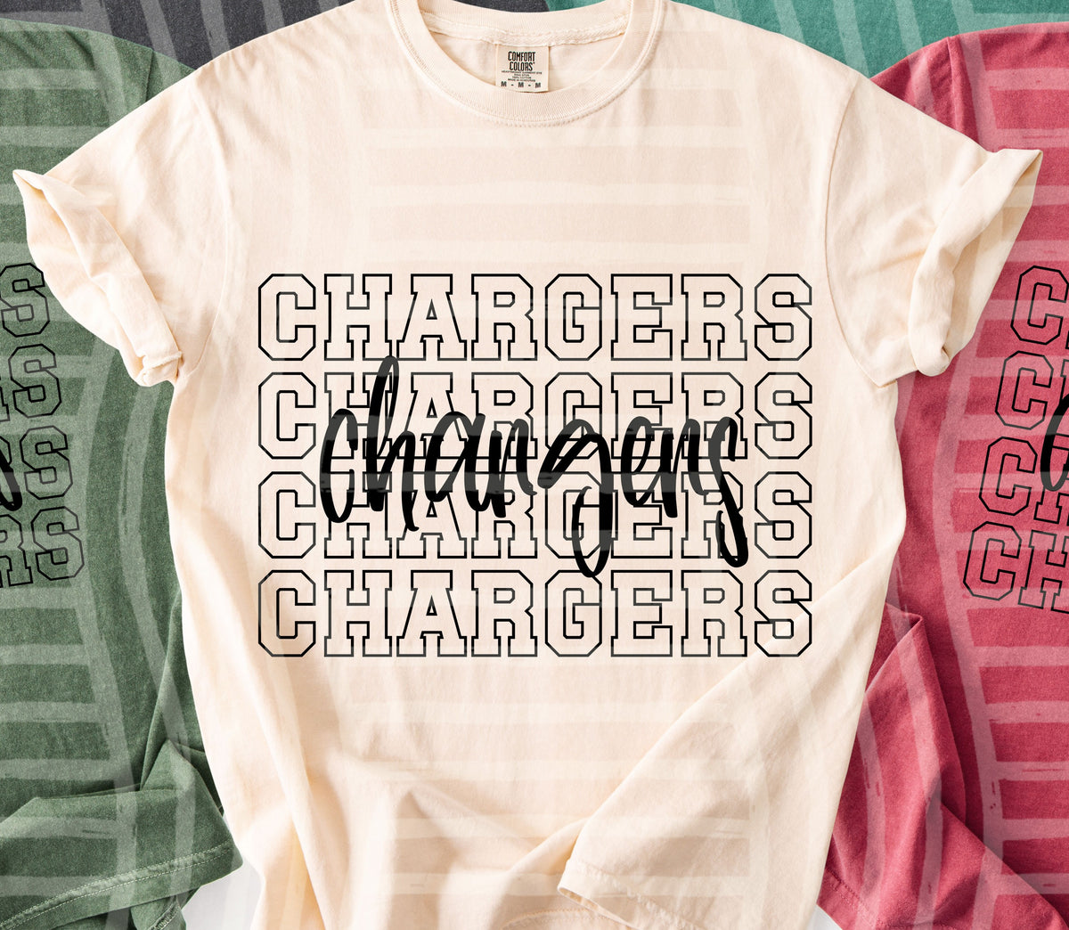 chargers simple stacked outlines (Caplinger) DTF Transfer