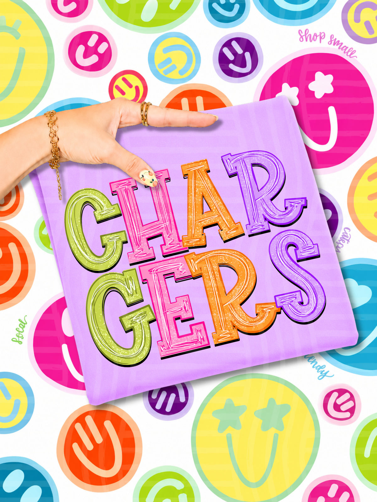 chargers simply colorful stacked (Caplinger) DTF Transfer