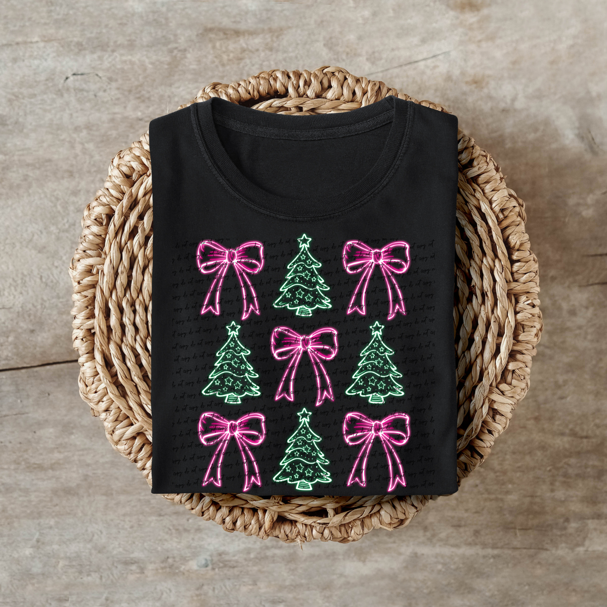 Neon Christmas Trees & Bows 68589 DTF Transfer