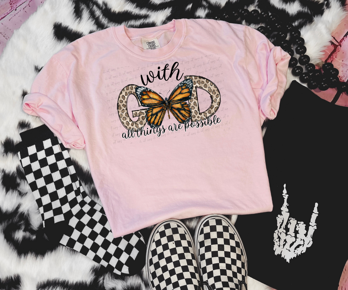 With God orange butterfly 28981 DTF Transfer
