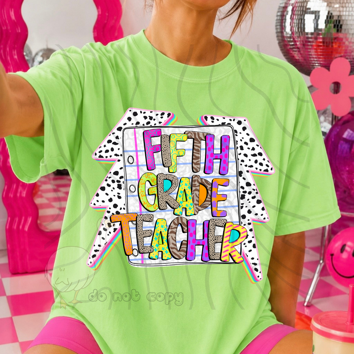Fifth grade teacher dalmatian lightning bolts (DKD) DTF transfer