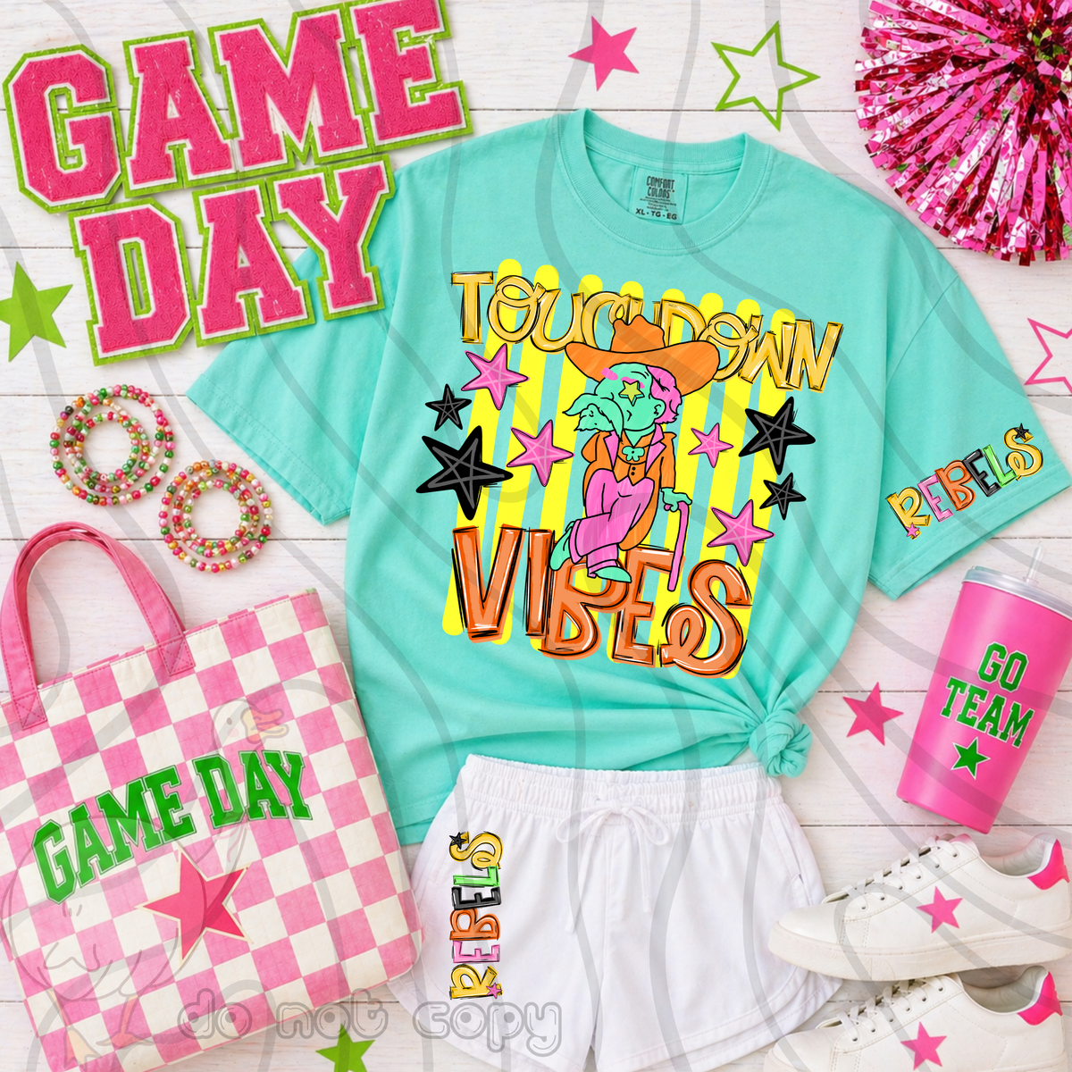 Rebels touchdown vibes NEON (FRONT ONLY) (DKD) DTF Transfer