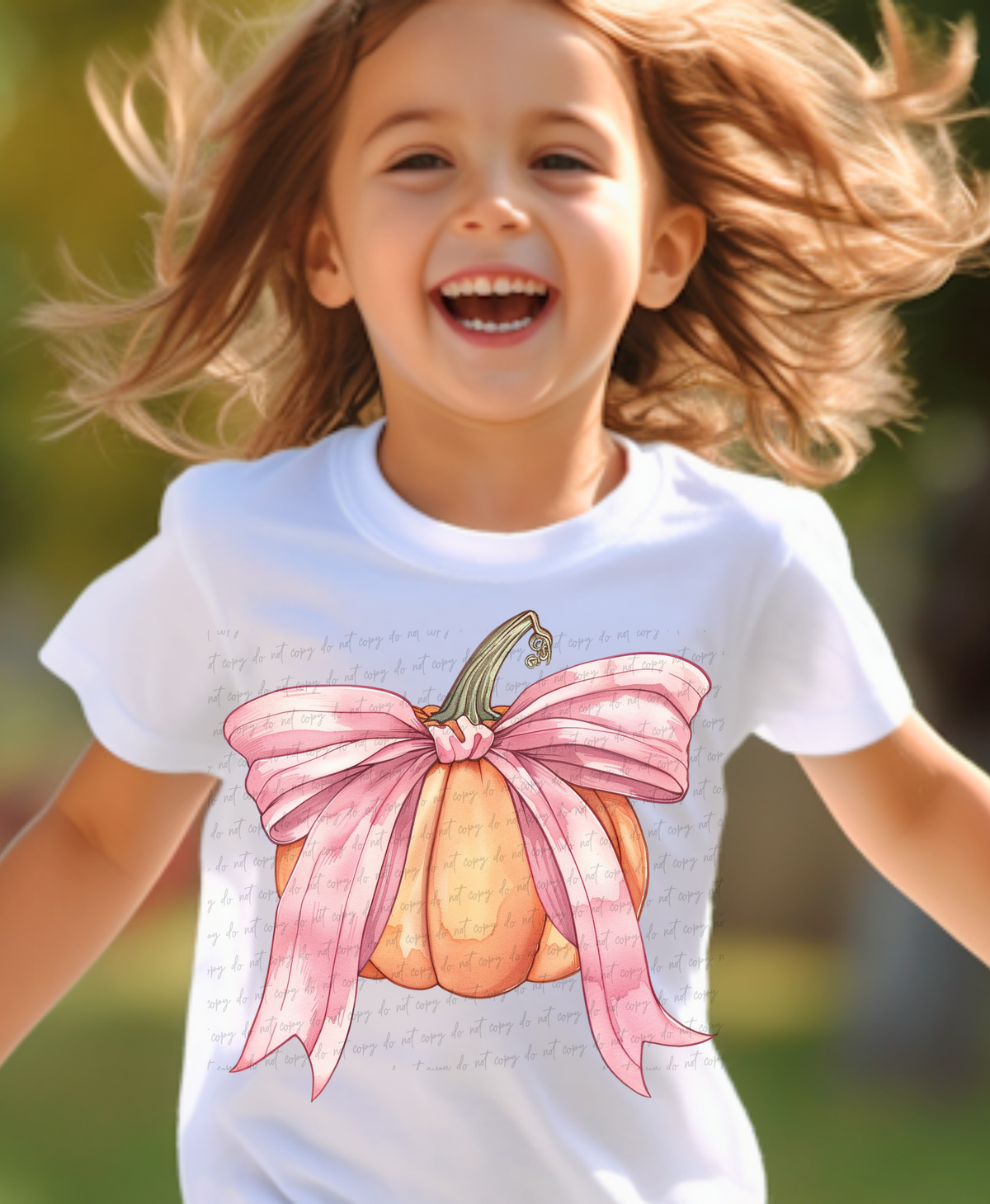 Pumpkin with pink bow 28957 DTF Transfer