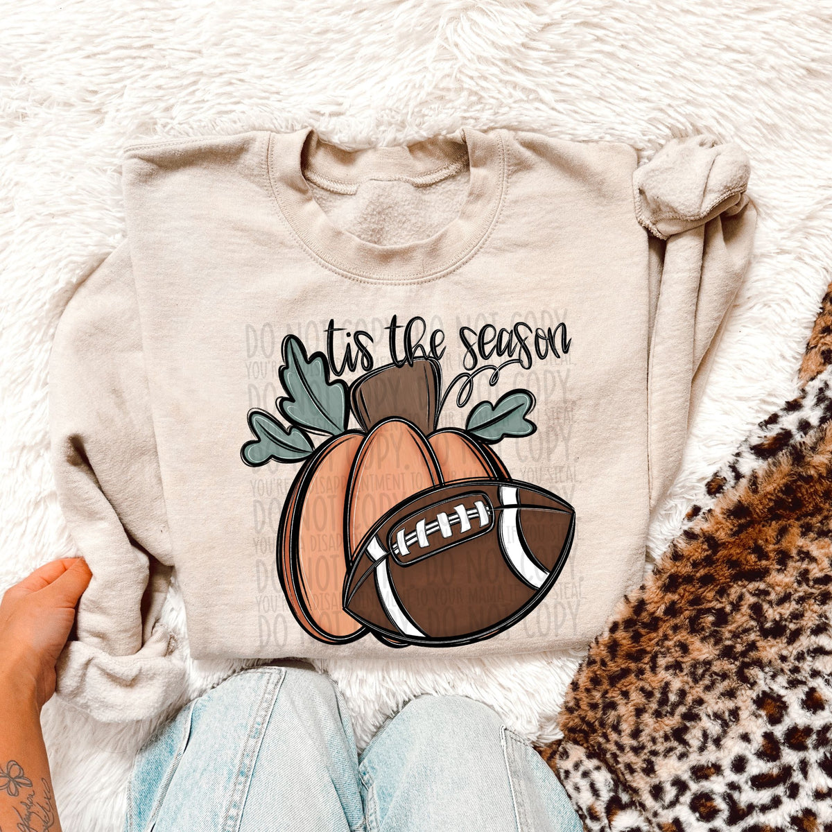Tis the Season football and pumpkin (SWD) DTF transfer