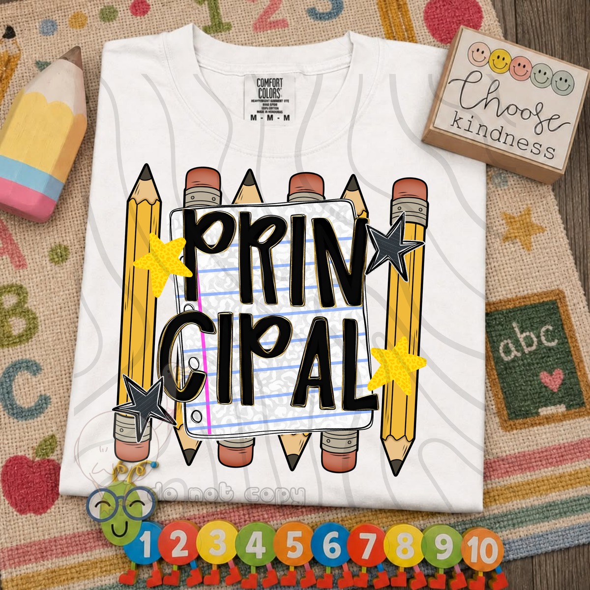 Principal pencil and stars (DKD) DTF transfer