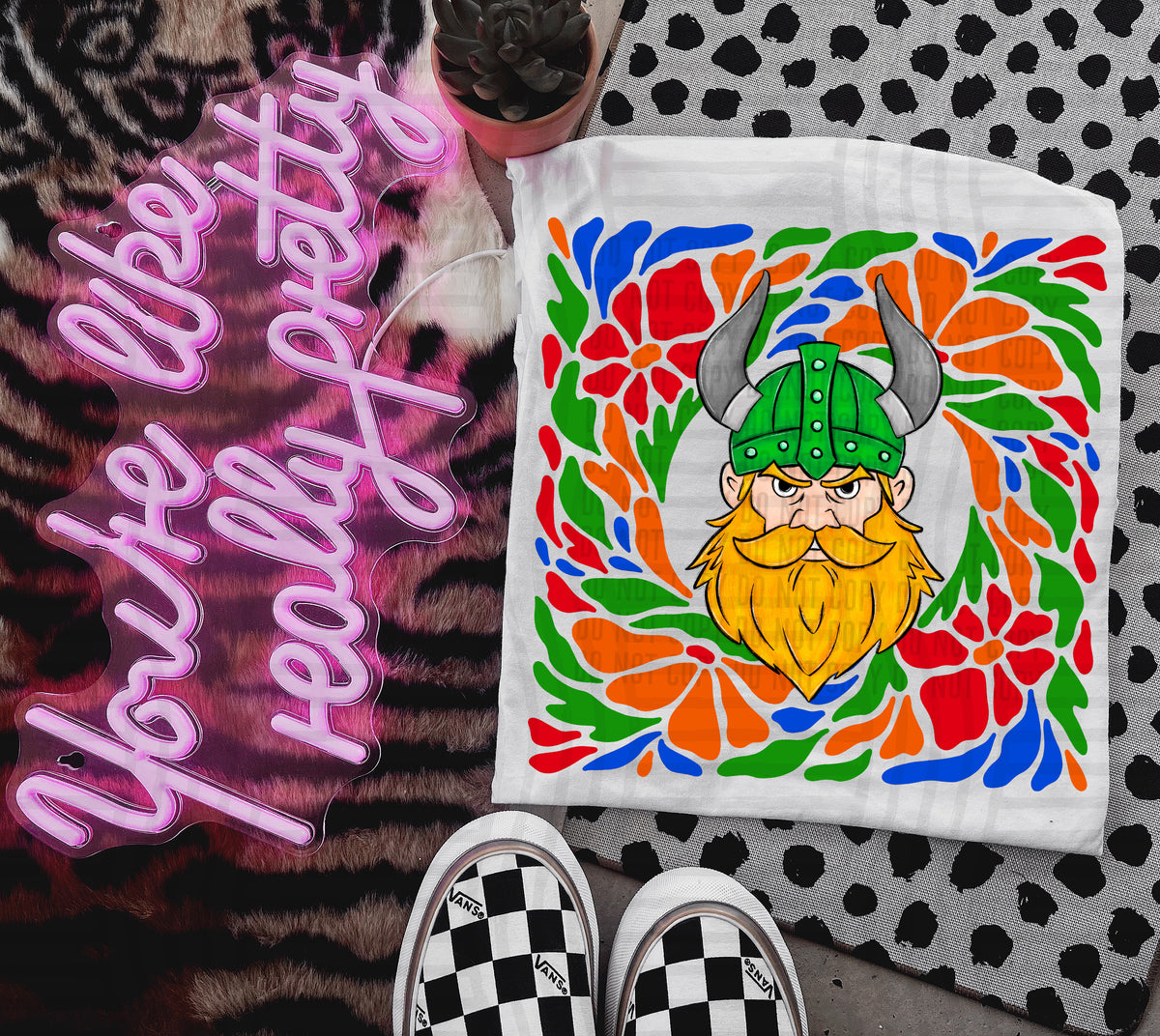 Green Viking Retro Floral (Caplinger) 101138 DTF transfer